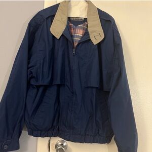 Members Only Navy Windbreaker with Tan Collar Vintage